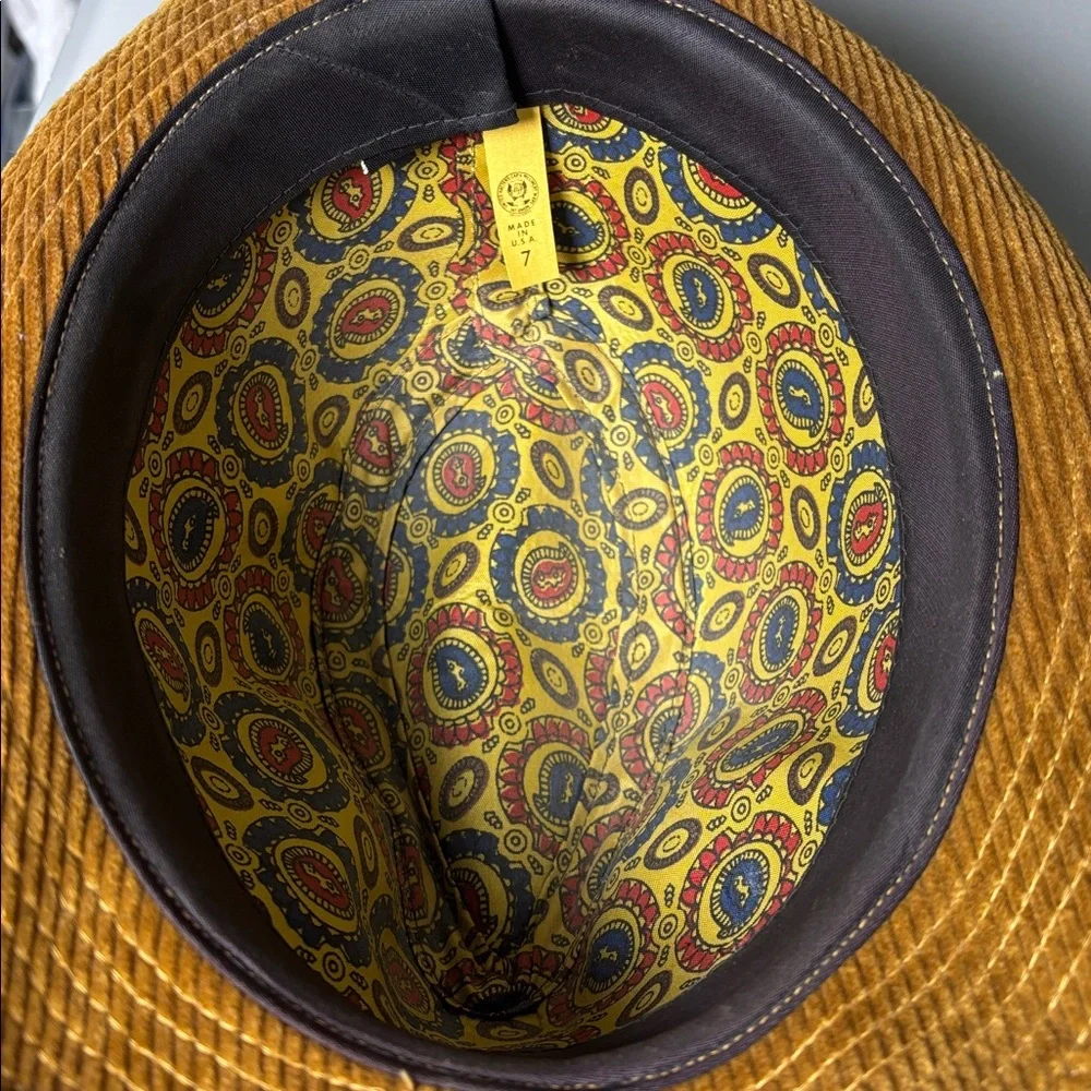 Vintage United Hatters Cap & Millinery Mens Fedora Hat Size 7 Brown Tan Corduroy